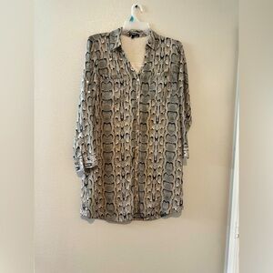 Express Black and Gray Snake Print Button-Down Shirt